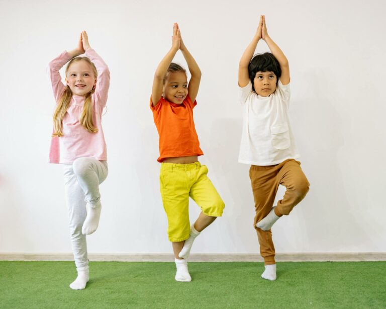 active children doing balancing exercises